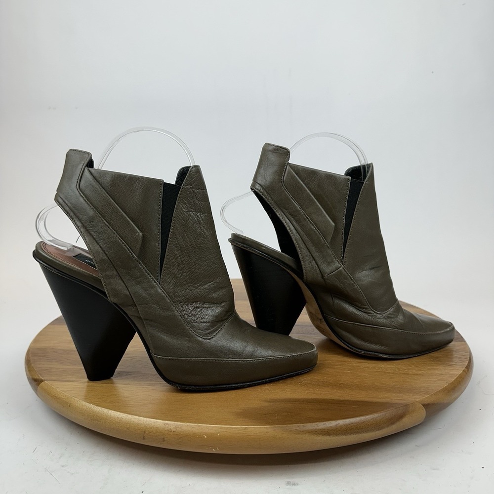 Womens Derek Lam Tobacco Taupe Brown‎ Leather Cutout Heeled Ankle Boots Size 7 B
